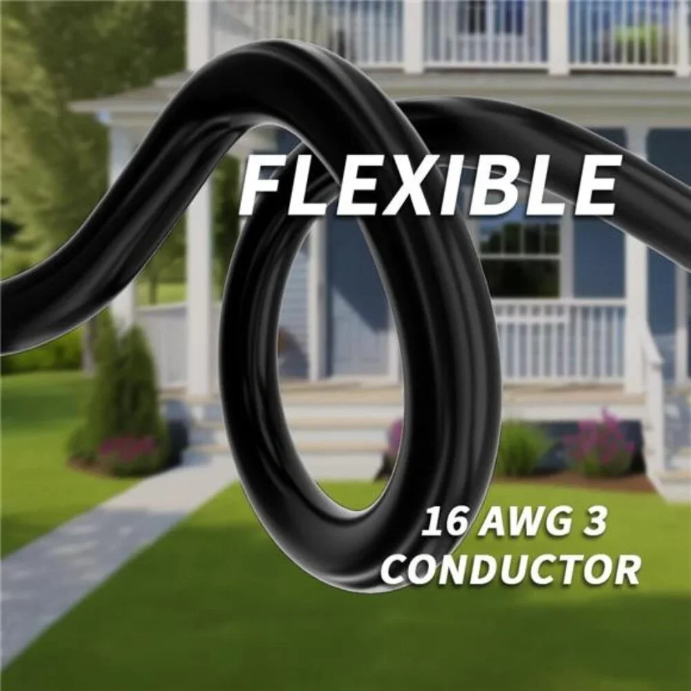 16/3 Gauge 200 ft Extension Cord Outdoor Black Waterproof,Cold Weatherproof-58°F